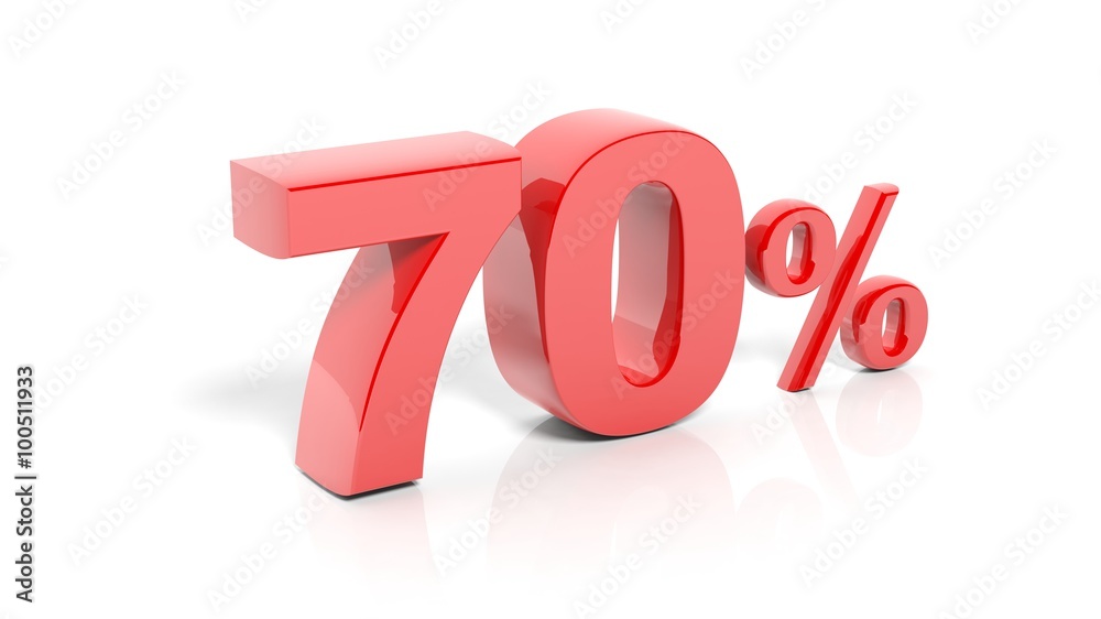 Red 70 percent number, isolated on white background. Red 70 percent number, isolated on white background.