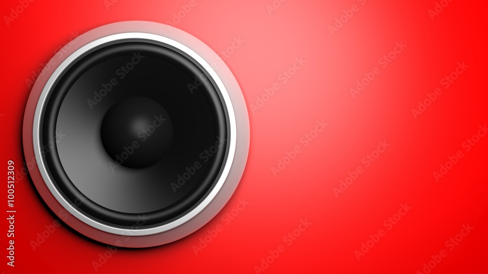 Speaker, isolated on red background with copy-space Speaker, isolated on red background with copy-space