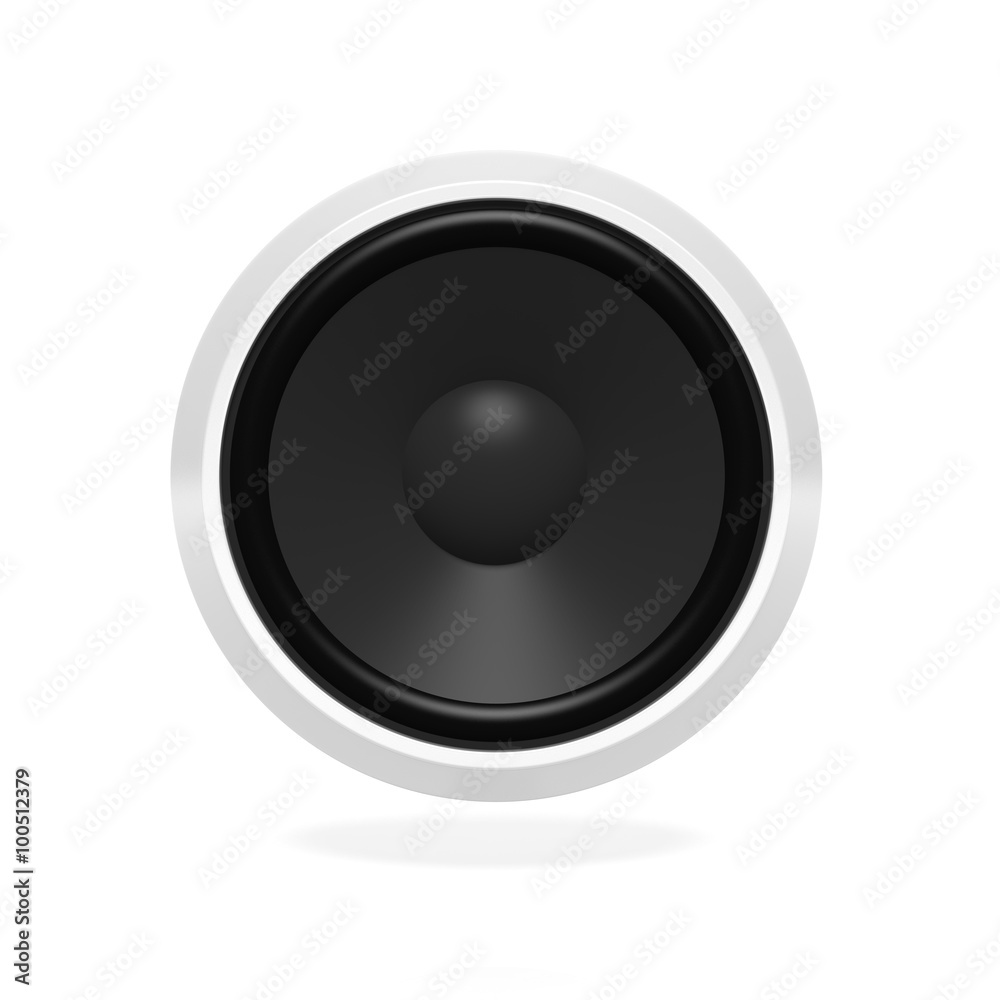 Black speaker, isolated on white background.