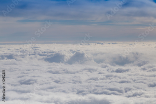 Cloudy sky with horizon, aerial photography. © viperagp