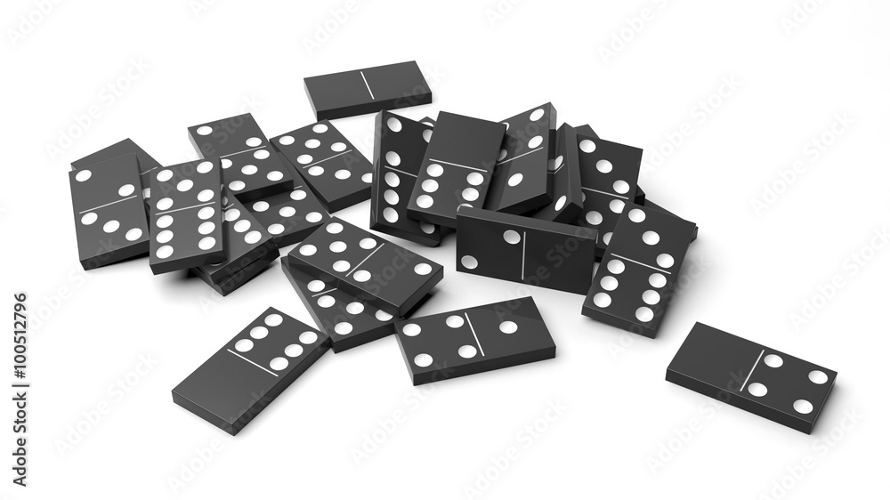 White domino tiles randomly piled, isolated on white White domino tiles randomly piled, isolated on white