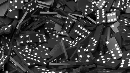 Obraz na plátně Black domino tiles pile abstract background