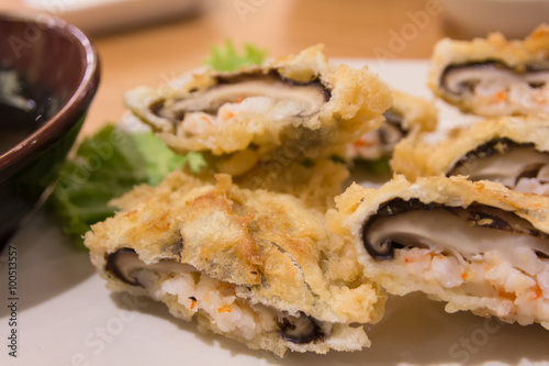 shiitake with shrimp tempura