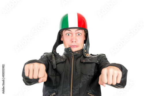 Teen with helmet