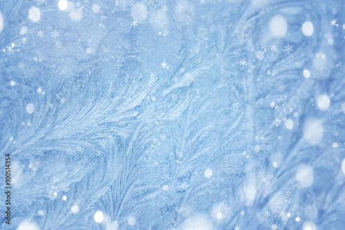 Winter background. Ice patterns on winter glass