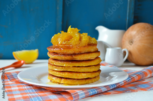 Pancake with pumpkin and orange 