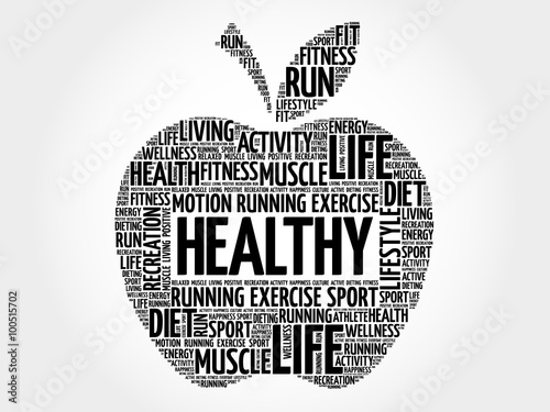 HEALTHY apple word cloud, health concept