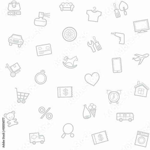 Background, seamless, white, goods category, online store. 