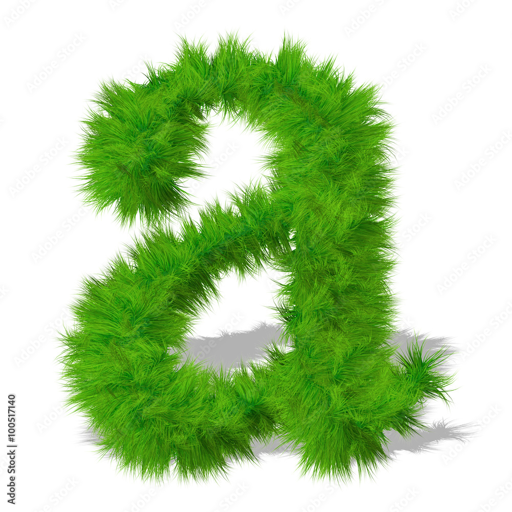Conceptual green grass 3D font isoalted