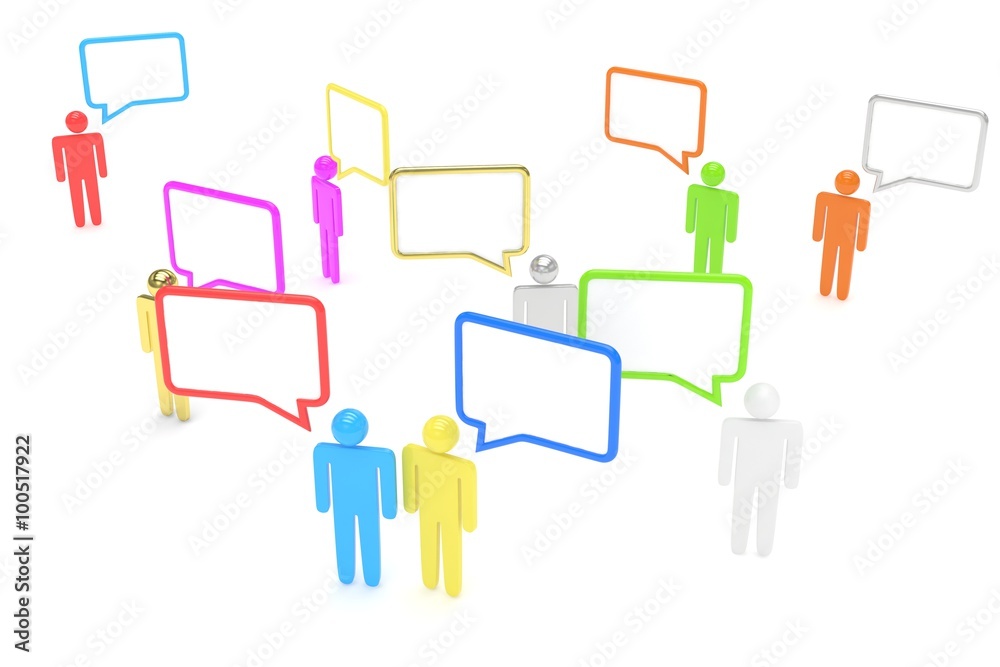 people with talk bubbles isolated over a white background people with talk bubbles isolated over a white background