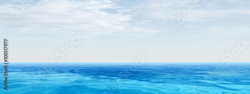 Blue sea or ocean water with sky banner © high_resolution