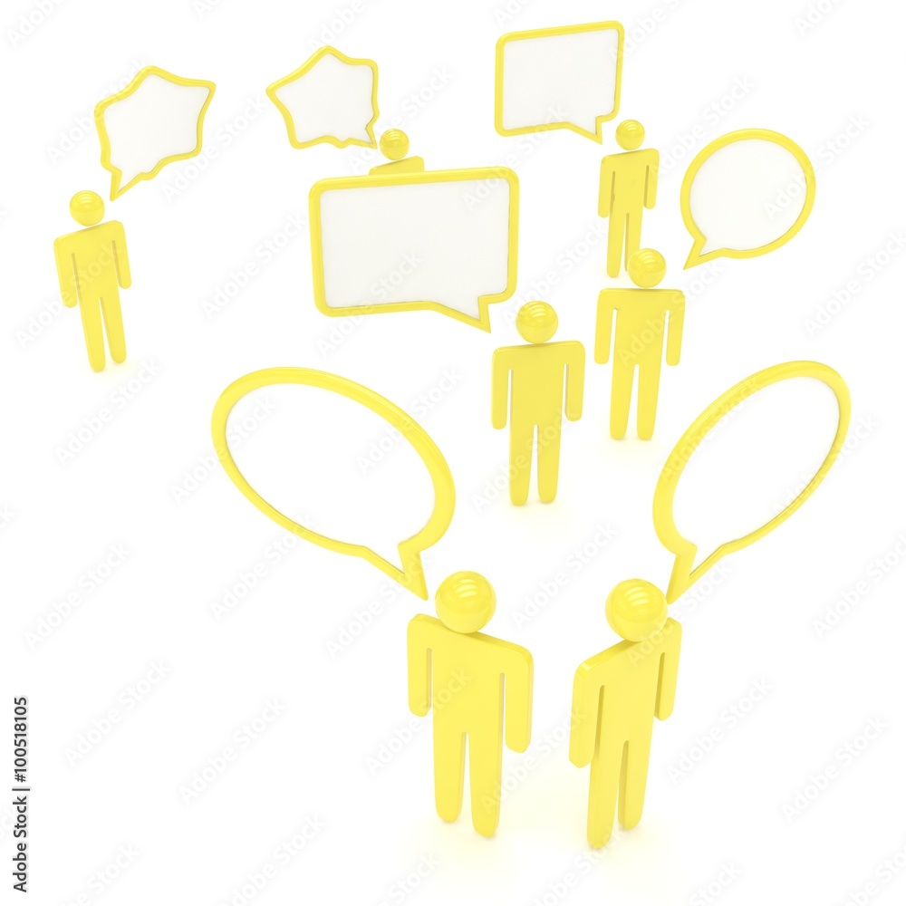 people with talk bubbles isolated over a white background
