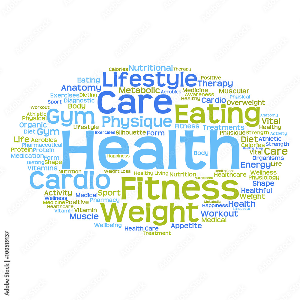 Obraz premium Concept or conceptual abstract health diet or sport word cloud or wordcloud isolated on white background