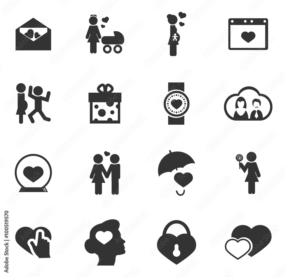 Valentine day icons set Valentine day icons set