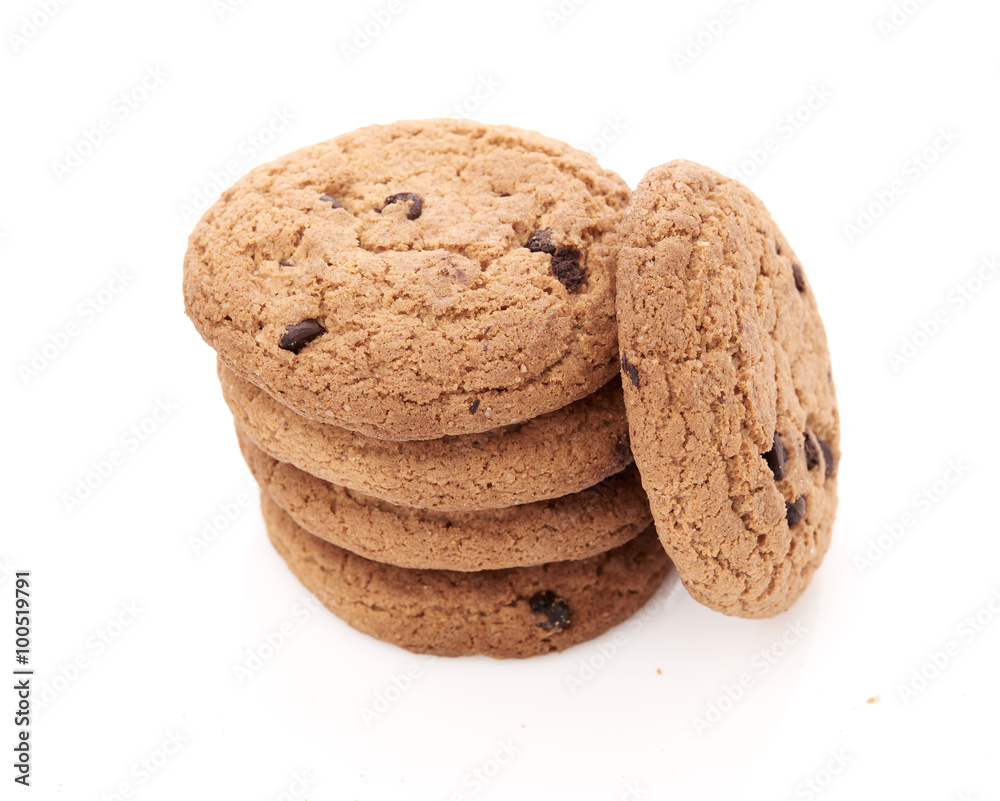 oat cookies on white background