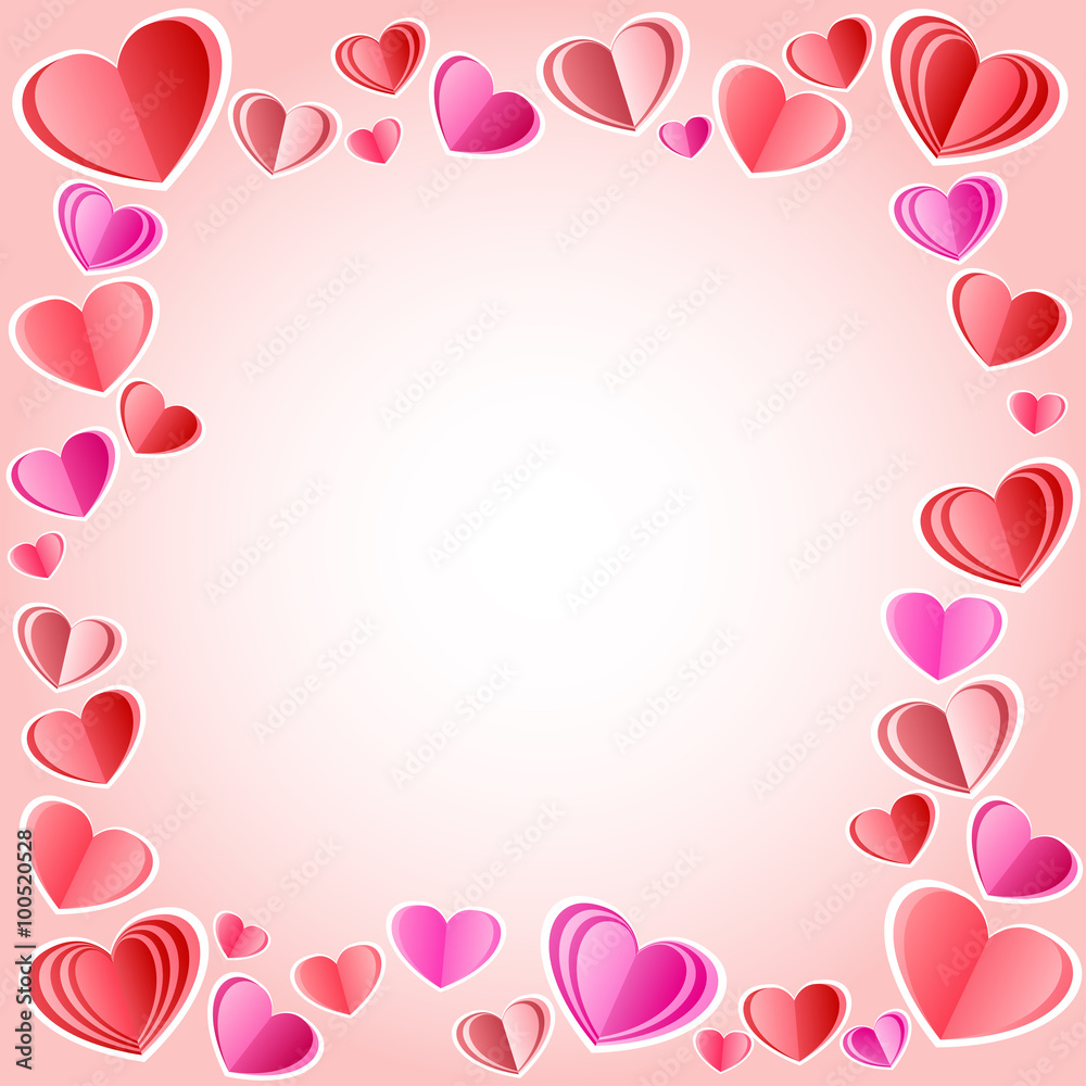 Vector frame made of hearts