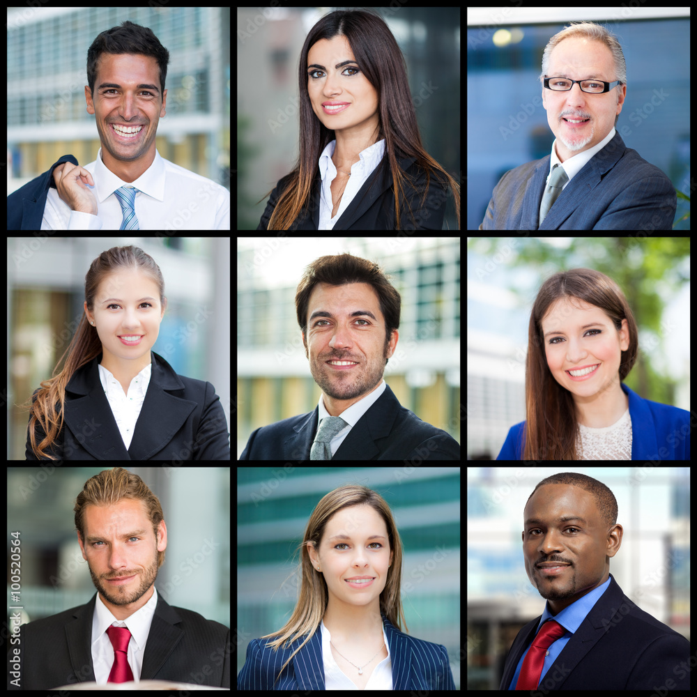 Smiling business people faces Smiling business people faces