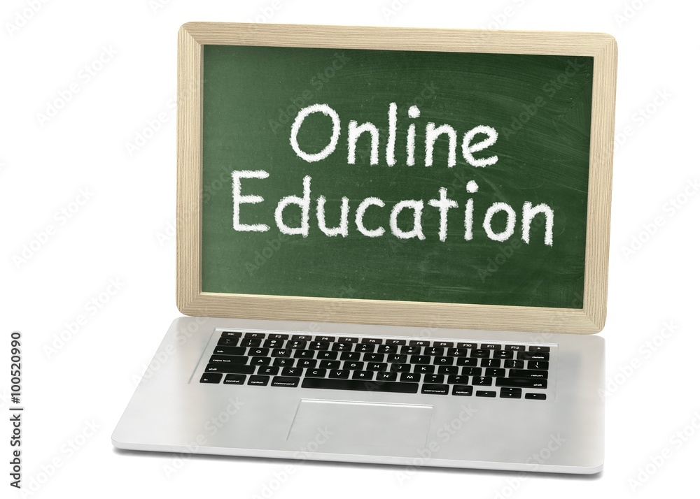 Laptop with chalkboard, online education concept Laptop with chalkboard, online education concept