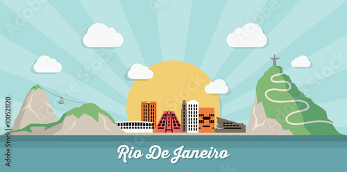 Fototapeta Naklejka Na Ścianę i Meble -  Rio De Janeiro skyline - flat design