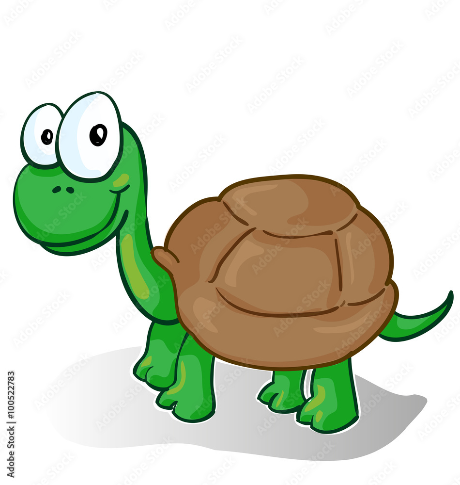 Fototapeta premium Vector illustration of a smiling cartoon turtle