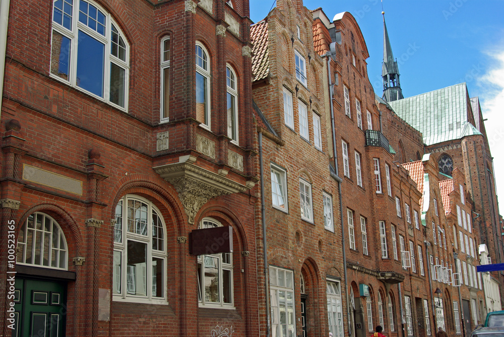 Lübeck, belles façades Renaissance du centre-ville, Allemagne