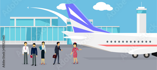 Boarding the Plane Flat Design