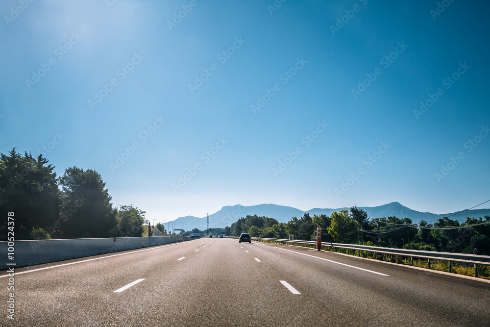 Beautiful asphalt freeway, motorway, highway ander sunny clear s Beautiful asphalt freeway, motorway, highway ander sunny clear s