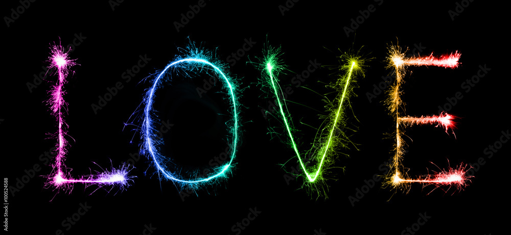 Love sparkle Fireworks celebrating at night