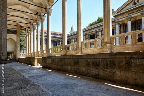 The view of portico roofed colonnaded terrace of The Tiled Kiosk