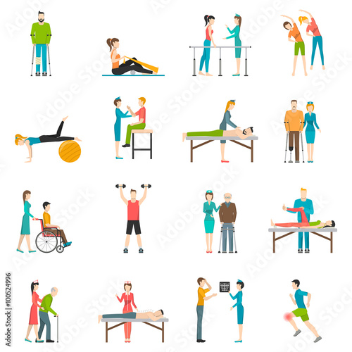 Physiotherapy Rehabilitation Color Icons
