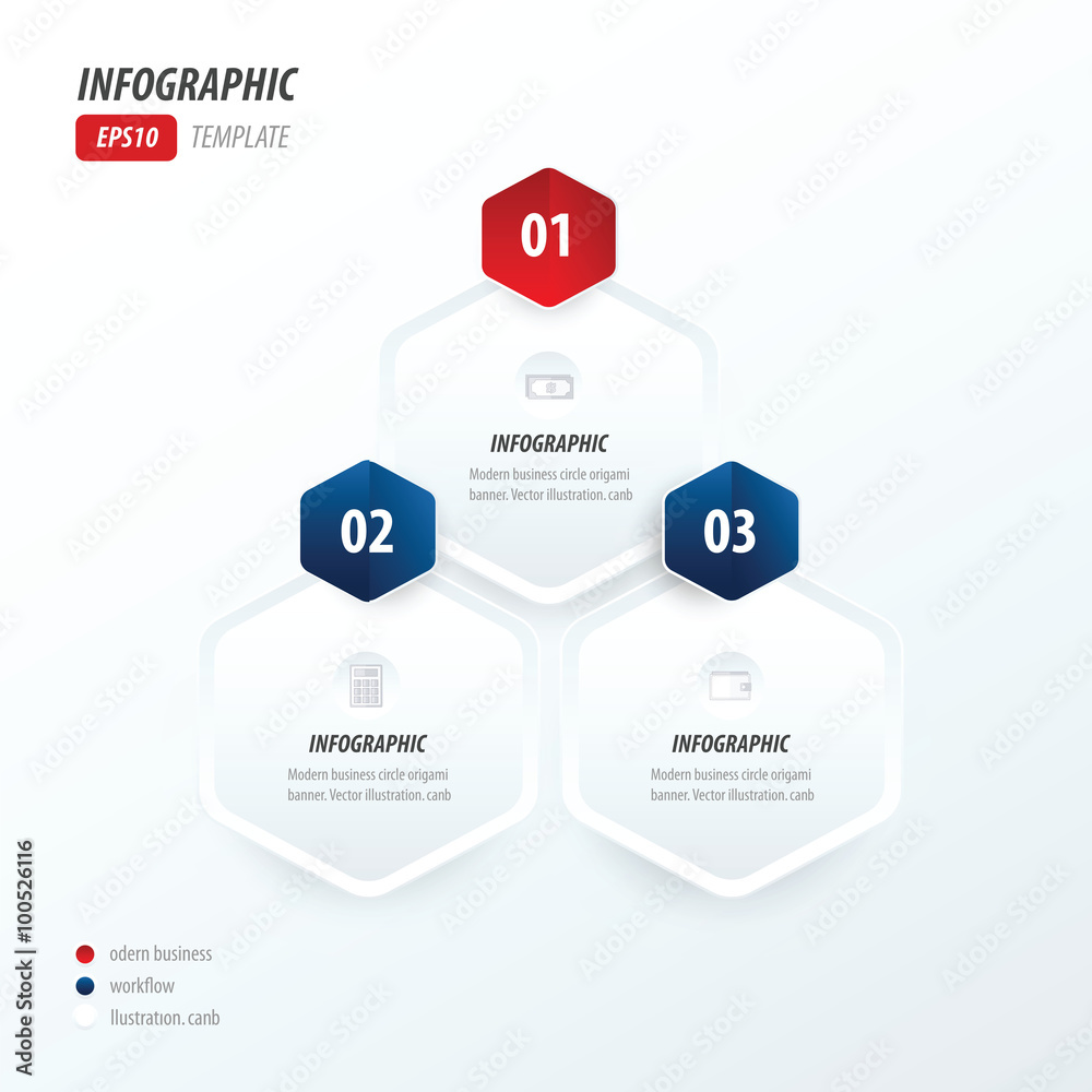 Hexagon infographic 2 color red and blue Hexagon infographic 2 color red and blue