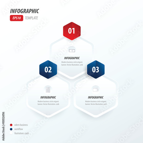 Hexagon infographic 2 color red and blue