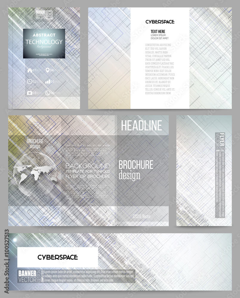Set of business templates for presentation, brochure, flyer, banner or booklet. Abstract science,  technology vector background