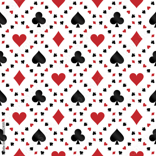 Seamless pattern with poker cards symbols