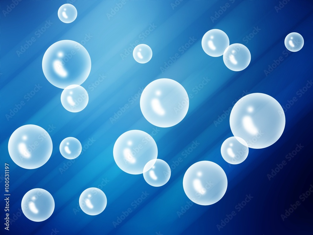 art white bubbles on blue illustration background