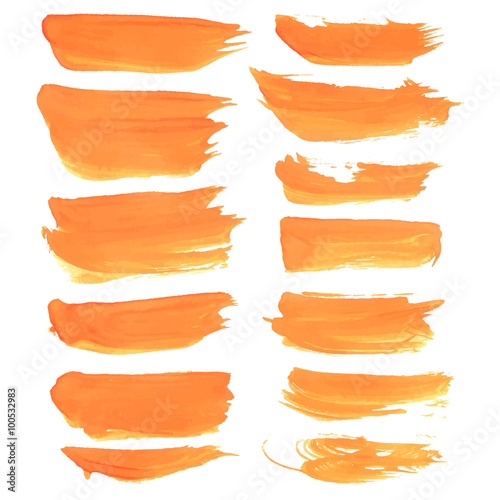 Abstract realistic strokes painted orange liquid paint