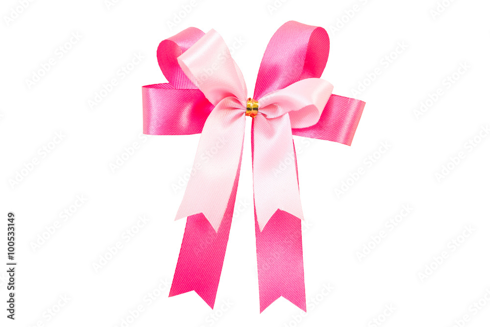 Pink ribbon bow oisolate on white with Clipping path Pink ribbon bow oisolate on white with Clipping path