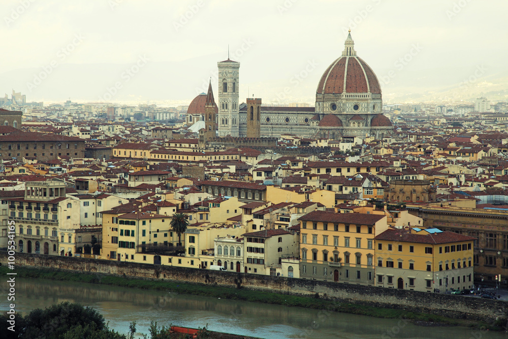 Panorama of Florence in Italy, toned image