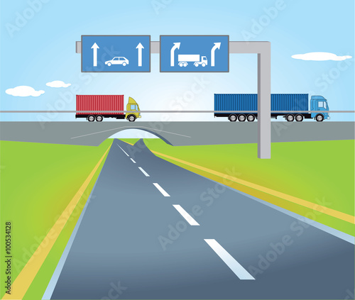 Autobahn mit Verkehrszeichen