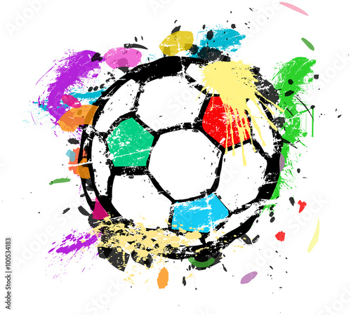 Soccer or Football vector illustration, multicolored paint splas