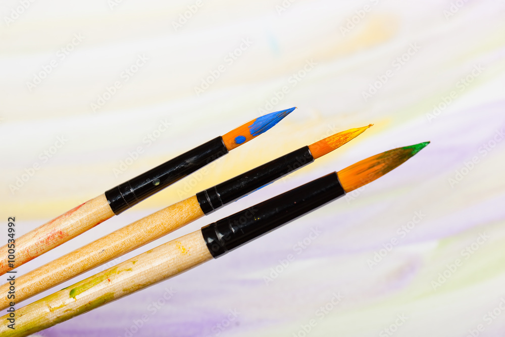 Fototapeta premium Brushes, paints, pencils for drawing