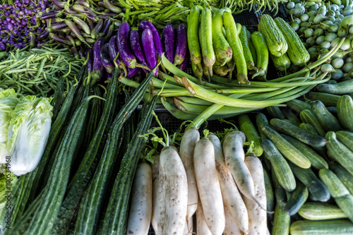Fresh vegetables in the asian market