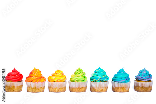 Multicolored rainbow cupcakes