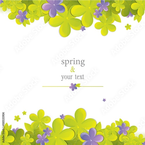 Fototapeta Naklejka Na Ścianę i Meble -  spring print with green and purple flowers