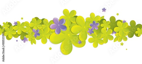 Fototapeta Naklejka Na Ścianę i Meble -  spring print with green and purple flowers