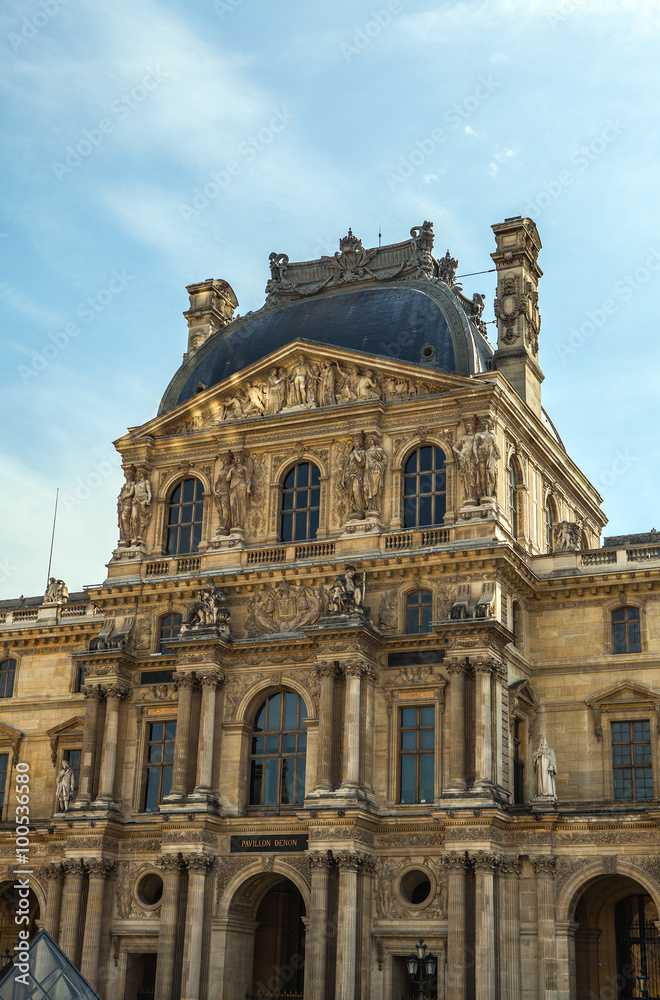 PARIS, FRANCE - 02 SEPTEMBER, 2015: Building of Louvre in Paris, France.The museum is one of the world's largest museums and a historic monument. A central landmark of Paris.