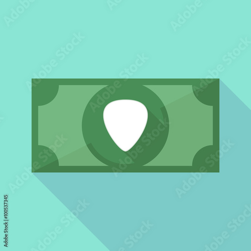 Long shadow banknote icon with a plectrum