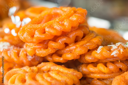 Jalebi or Jilebi ,Indian sweet, selective focus