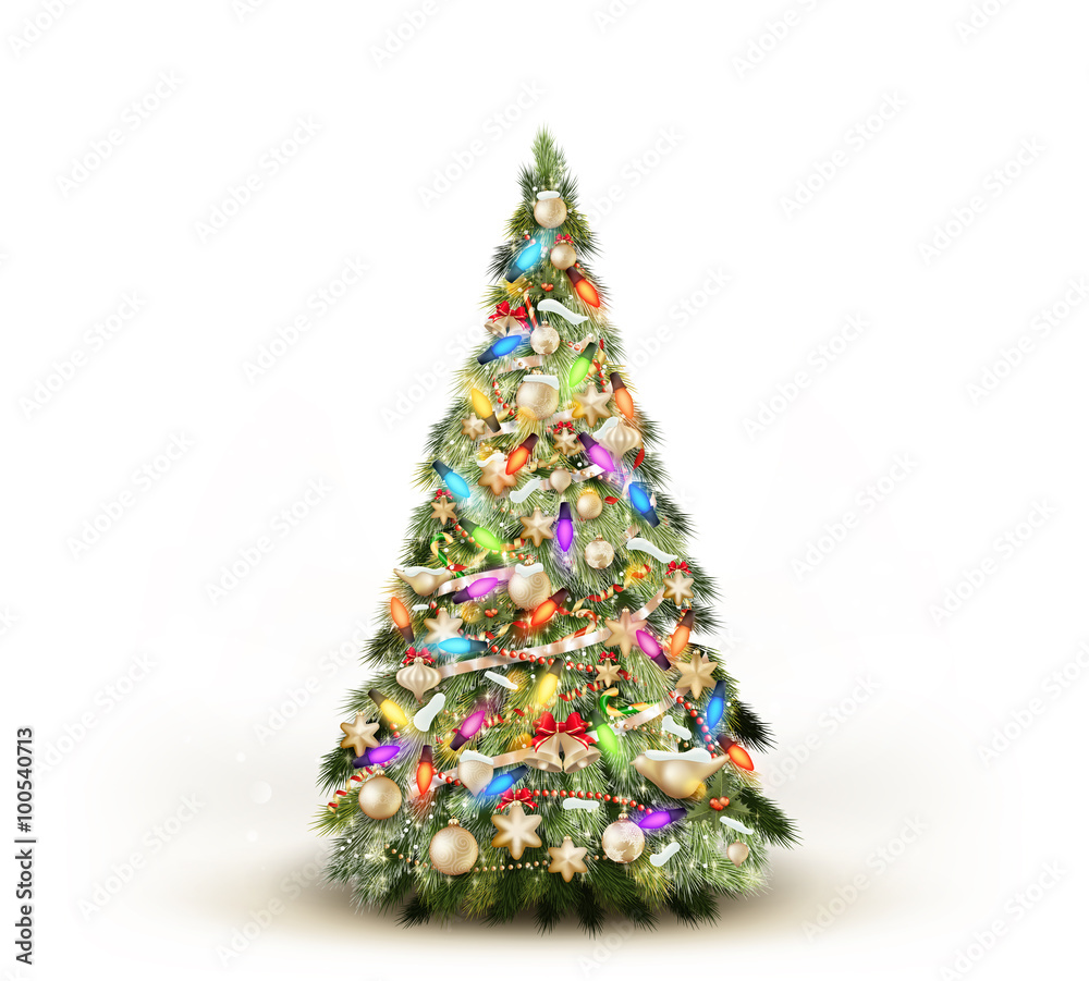 Christmas tree isolated on white. EPS 10