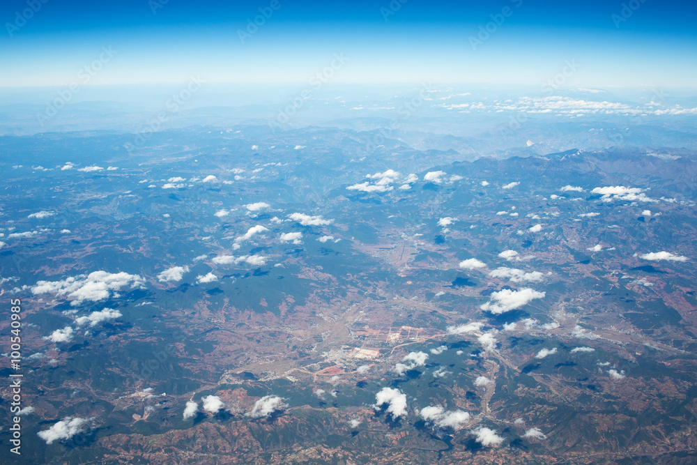 Above the clouds.Wing aircraft in the sky under earth Above the clouds.Wing aircraft in the sky under earth